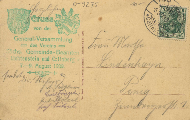 Alter Umschlag mit einem deutschen 1909-Stempel, frankiert "Österreich - Deutschland - Überweisung nach Deutschland - 7. August 1909".